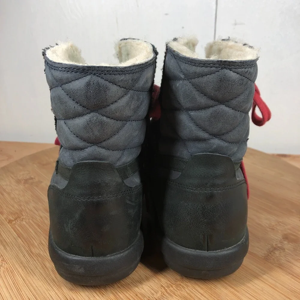 Cole Haan Mens size 8 Shoes black Leather Duck Lined Plaid wateproof snow boots